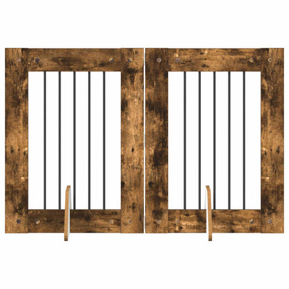 Cancello per cani con supporti 2 pcs Rovere Fumo 60 x 80 cm | homemem39