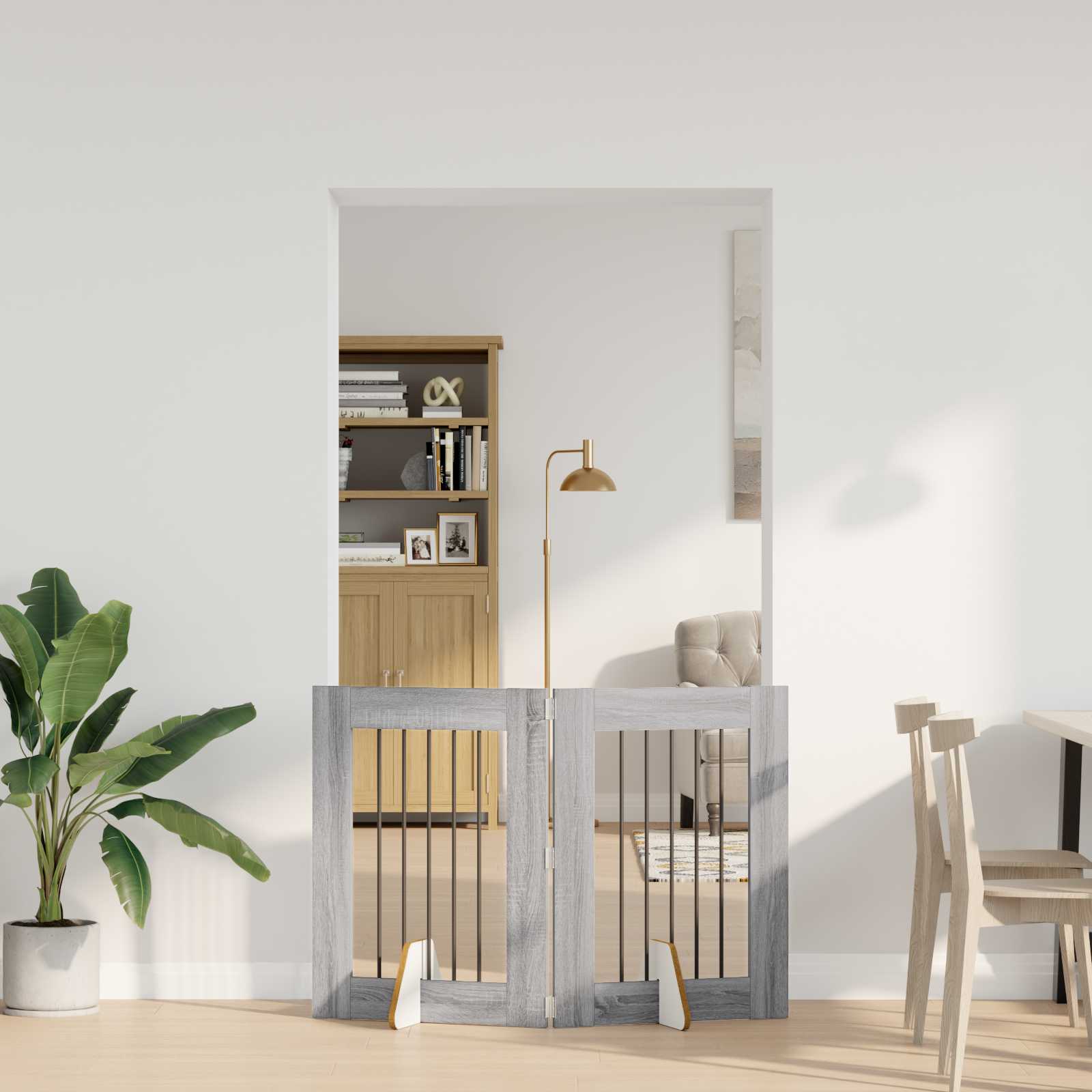 Cancello per cani con supporti 2 pcs Grigio Sonoma 60 x 80 cm | homemem39