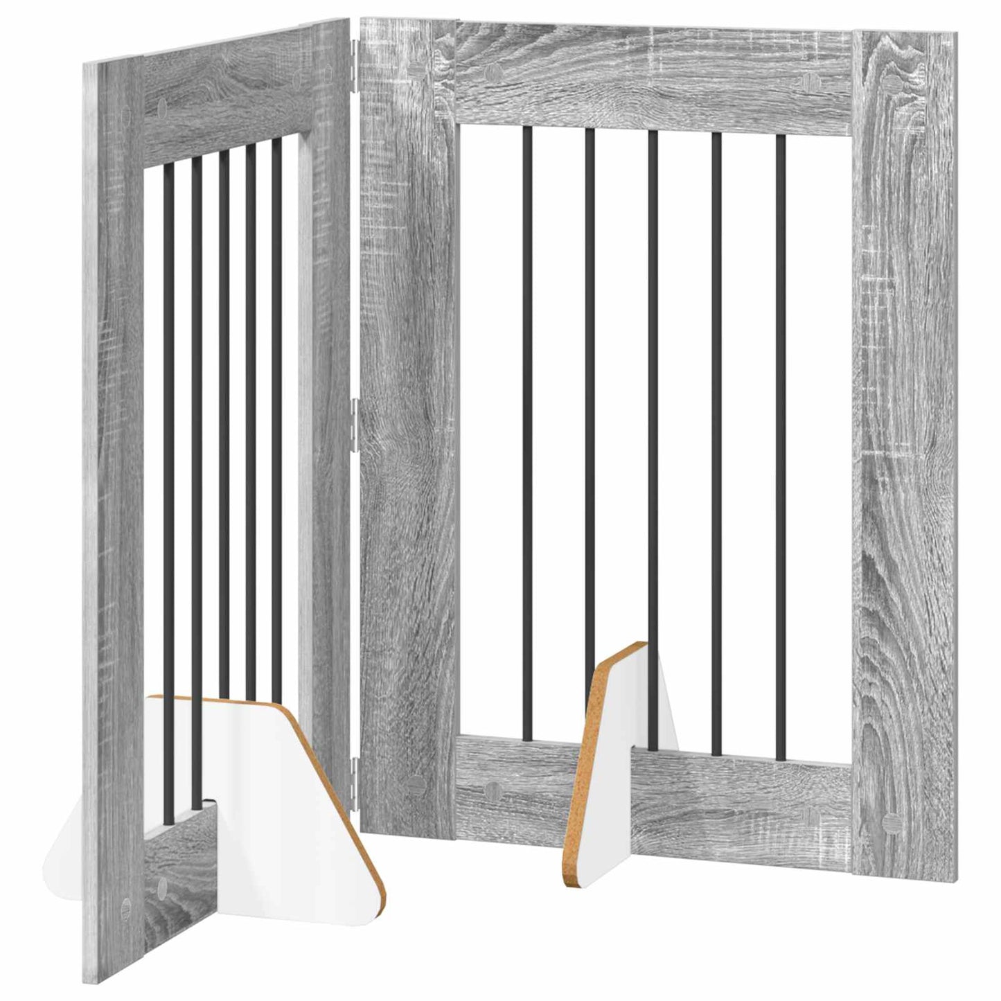 Cancello per cani pieghevole con supporti 2 pcs Grigio Sonoma