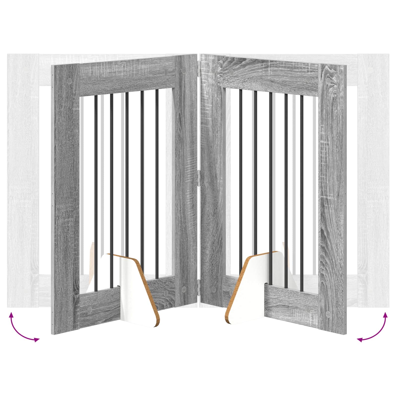 Cancello per cani con supporti 2 pcs Grigio Sonoma 60 x 80 cm | homemem39
