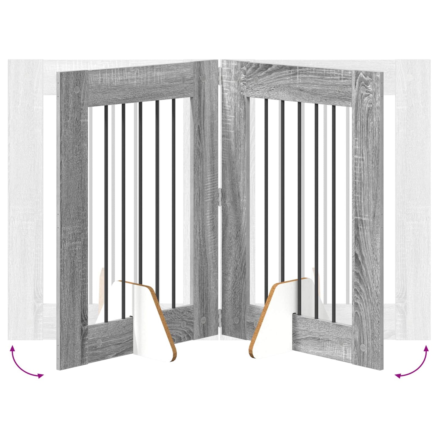 Cancello per cani pieghevole con supporti 2 pcs Grigio Sonoma