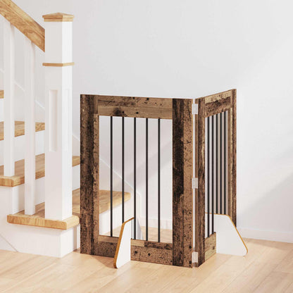 Cancello per cani con supporti 2 pcs Legno antico 60 x 80 cm | homemem39