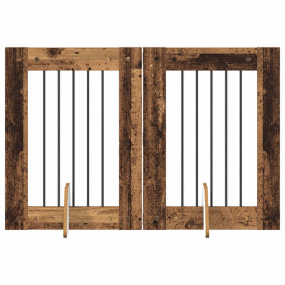 Cancello per cani con supporti 2 pcs Legno antico 60 x 80 cm | homemem39