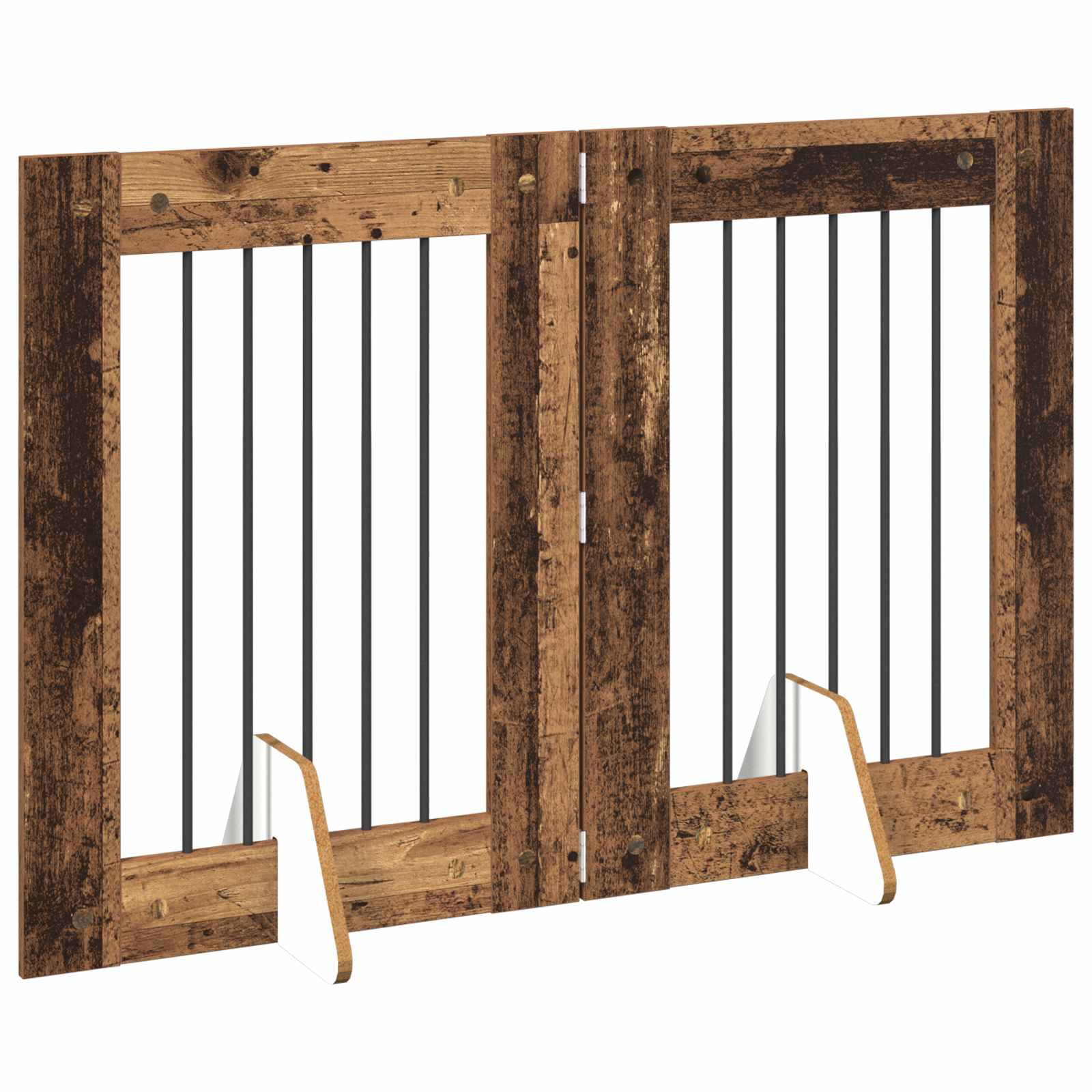 Cancello per cani con supporti 2 pcs Legno antico 60 x 80 cm | homemem39
