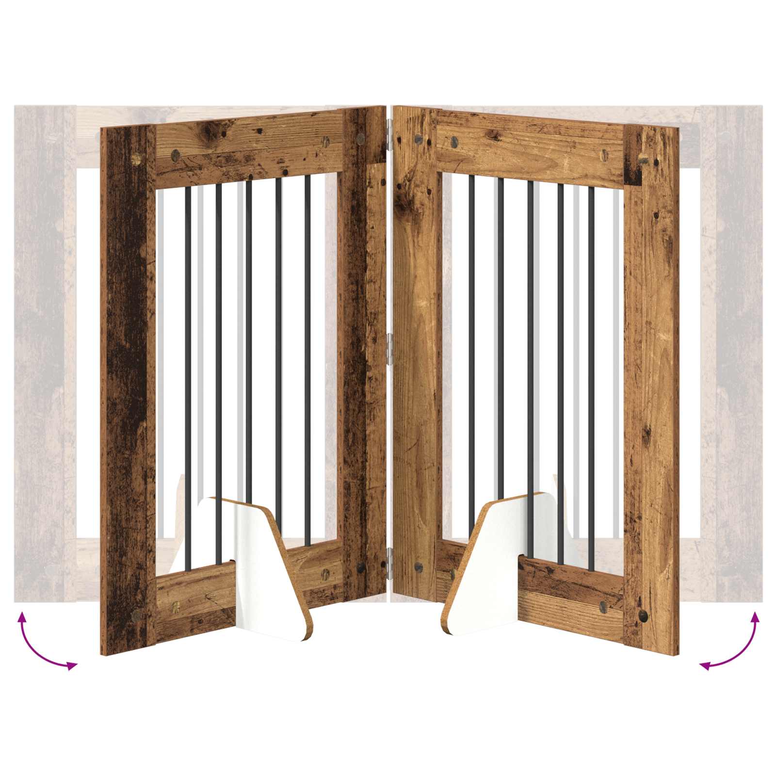 Cancello per cani con supporti 2 pcs Legno antico 60 x 80 cm | homemem39