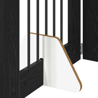 Cancello per cani con supporti 4 pcs Rovere Nero 60 x 80 cm | homemem39