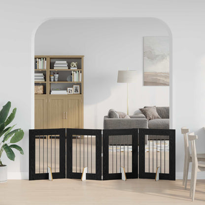 Cancello per cani con supporti 4 pcs Rovere Nero 60 x 80 cm | homemem39