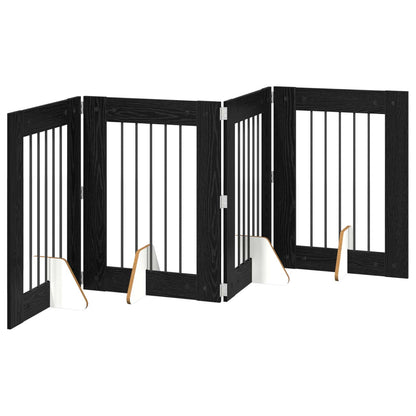 Cancello per cani con supporti 4 pcs Rovere Nero 60 x 80 cm | homemem39