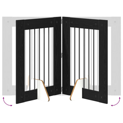 Cancello per cani con supporti 4 pcs Rovere Nero 60 x 80 cm | homemem39