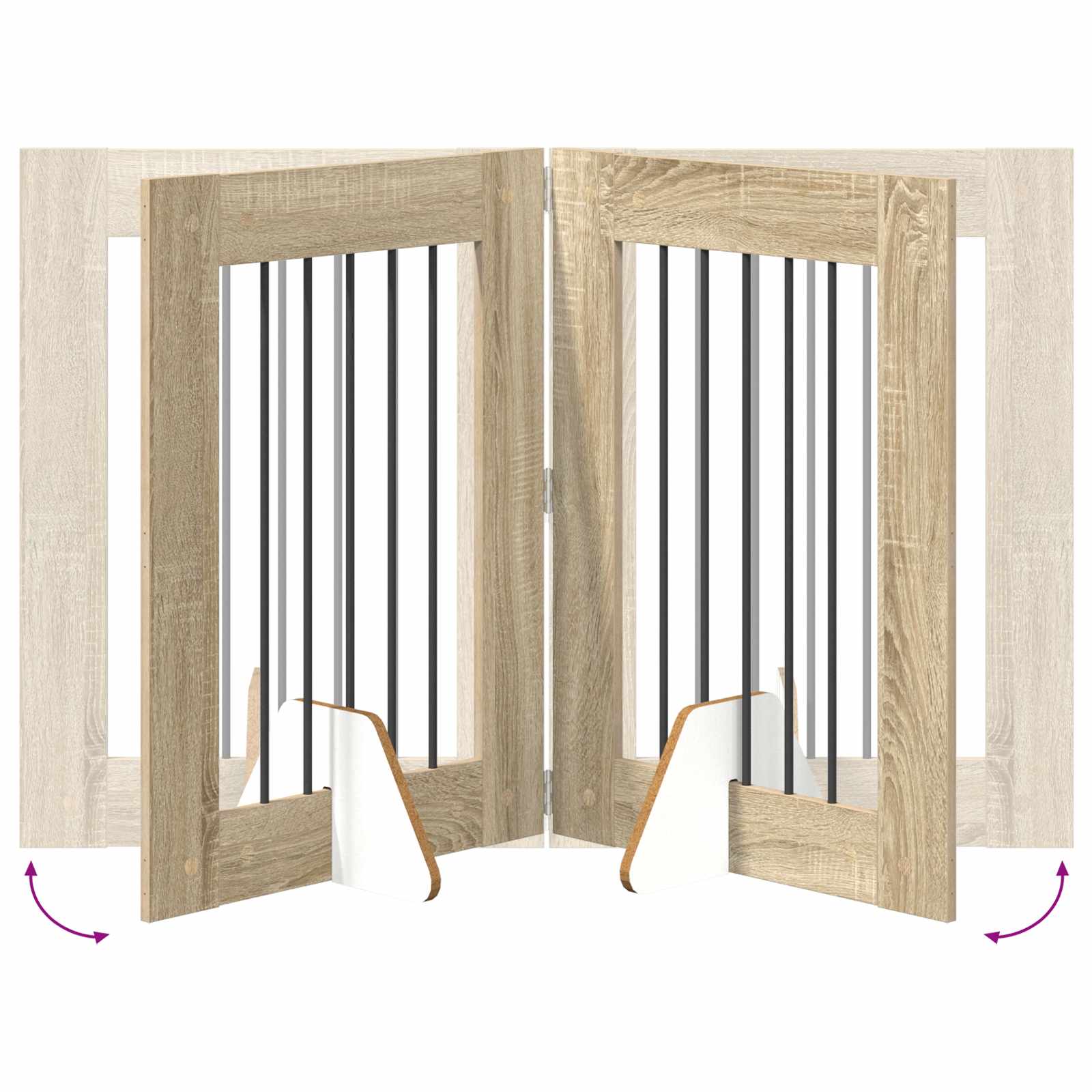 Cancello per cani con supporti 4 pcs Rovere Sonoma 60 x 80 cm | homemem39
