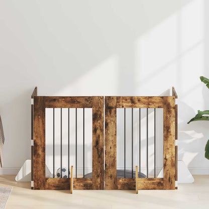 Cancello per cani con supporti 4 pcs Rovere Fumo 60 x 80 cm | homemem39