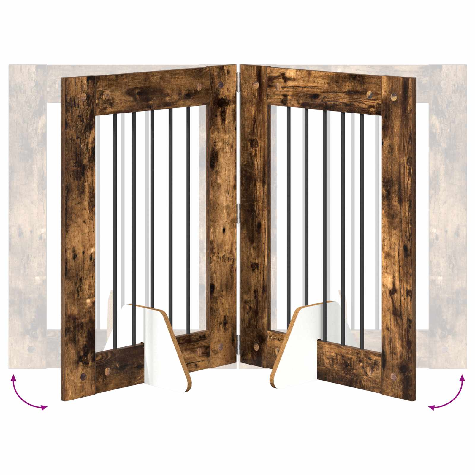 Cancello per cani con supporti 4 pcs Rovere Fumo 60 x 80 cm | homemem39