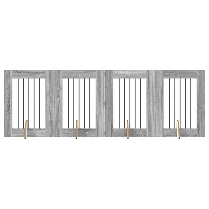Cancello per cani con supporti 4 pcs Grigio Sonoma 60 x 80 cm | homemem39