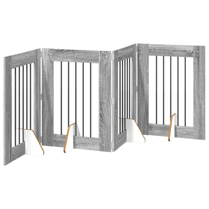 Cancello per cani con supporti 4 pcs Grigio Sonoma 60 x 80 cm | homemem39