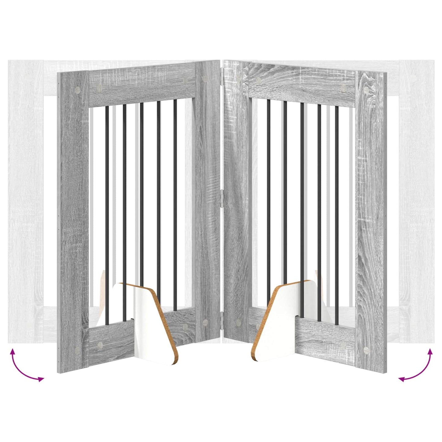 Cancello per cani con supporti 4 pcs Grigio Sonoma 60 x 80 cm | homemem39