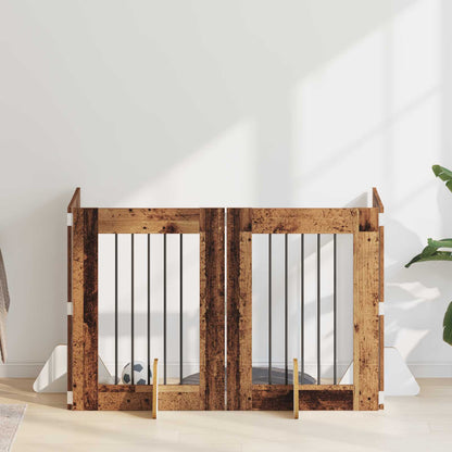 Cancello per cani con supporti 4 pcs Legno antico 60 x 80 cm | homemem39