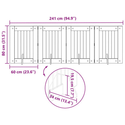Cancello per cani con supporti 4 pcs Legno antico 60 x 80 cm | homemem39