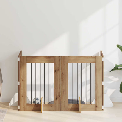 Cancello per cani con supporti 4 pcs Rovere Artigianale | homemem39