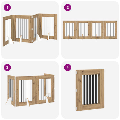 Cancello per cani pieghevole con supporti 4 pcs 241 cm