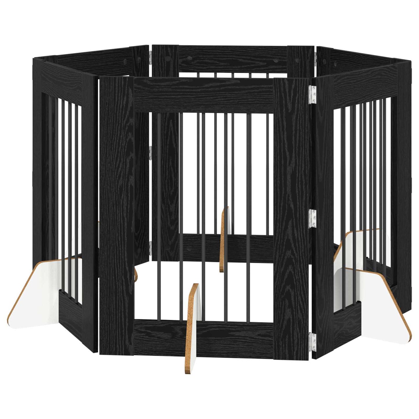Cancello per cani con supporti 6 pcs Rovere Nero 60 x 80 cm | homemem39