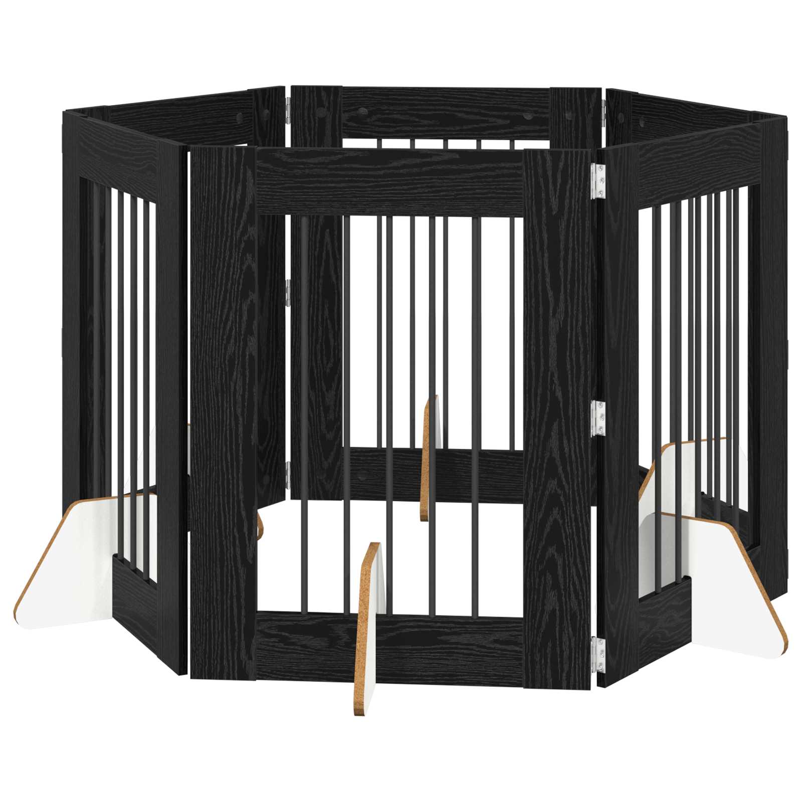 Cancello per cani con supporti 6 pcs Rovere Nero 60 x 80 cm | homemem39