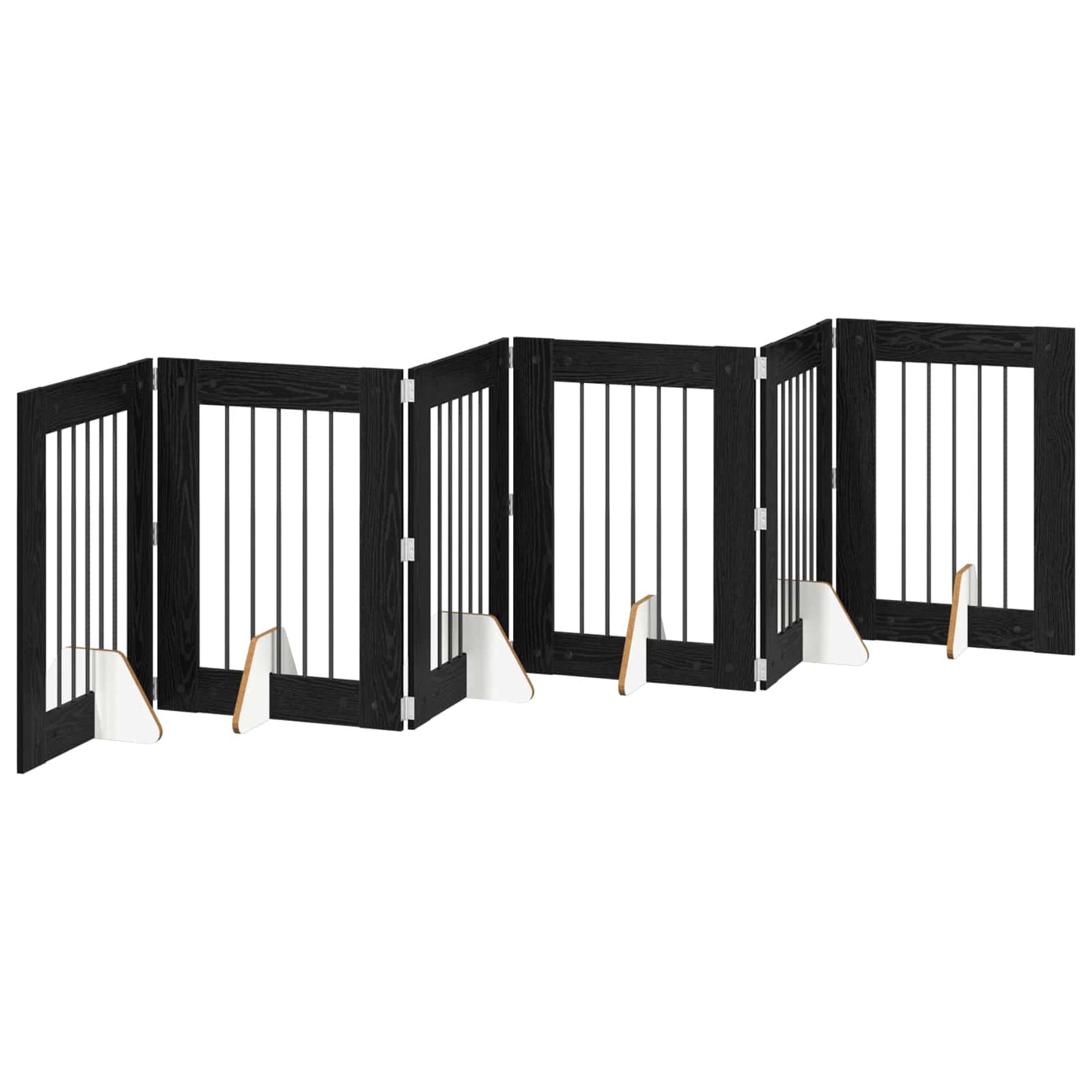 Cancello per cani pieghevole con supporti 6 pcs Rovere Nero
