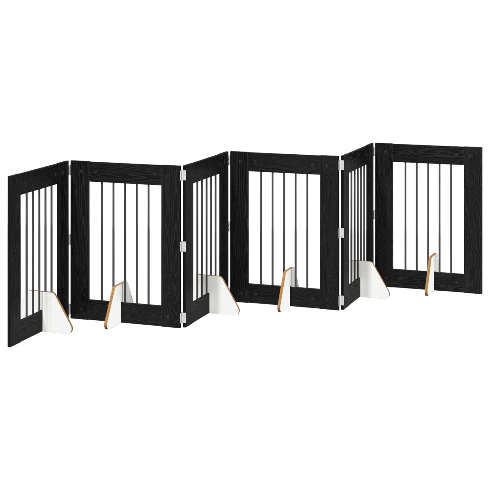 Cancello per cani con supporti 6 pcs Rovere Nero 60 x 80 cm | homemem39