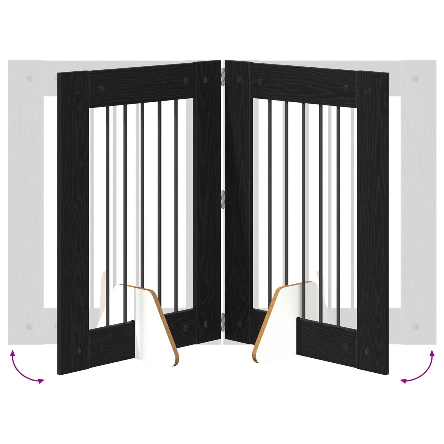 Cancello per cani pieghevole con supporti 6 pcs Rovere Nero