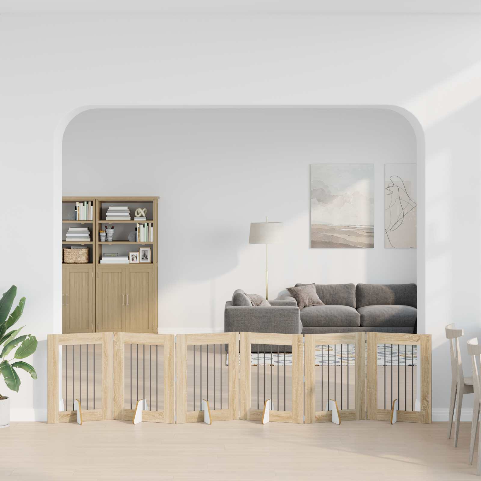 Cancello per cani con supporti 6 pcs Rovere Sonoma 60 x 80 cm | homemem39