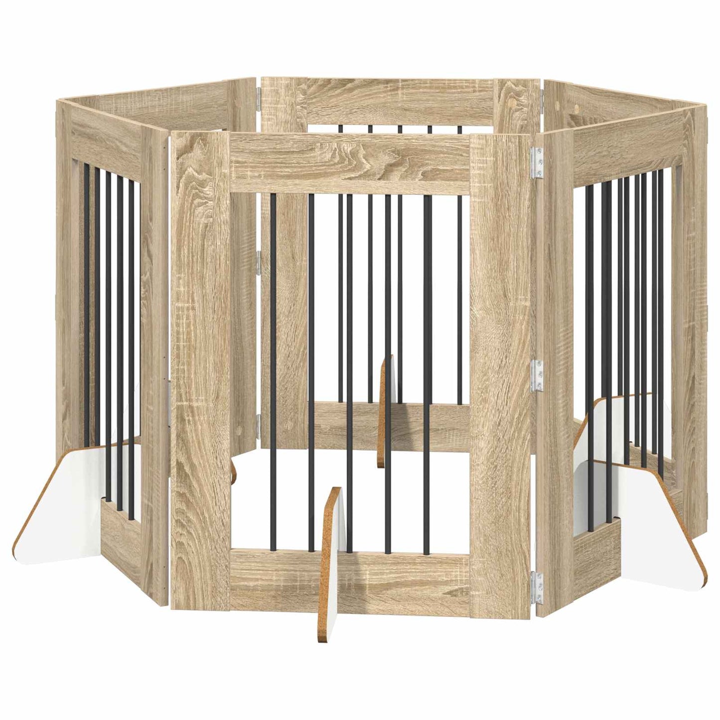 Cancello per cani con supporti 6 pcs Rovere Sonoma 60 x 80 cm | homemem39
