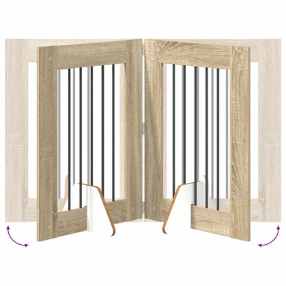 Cancello per cani pieghevole con supporti 6 pcs Rovere Sonoma