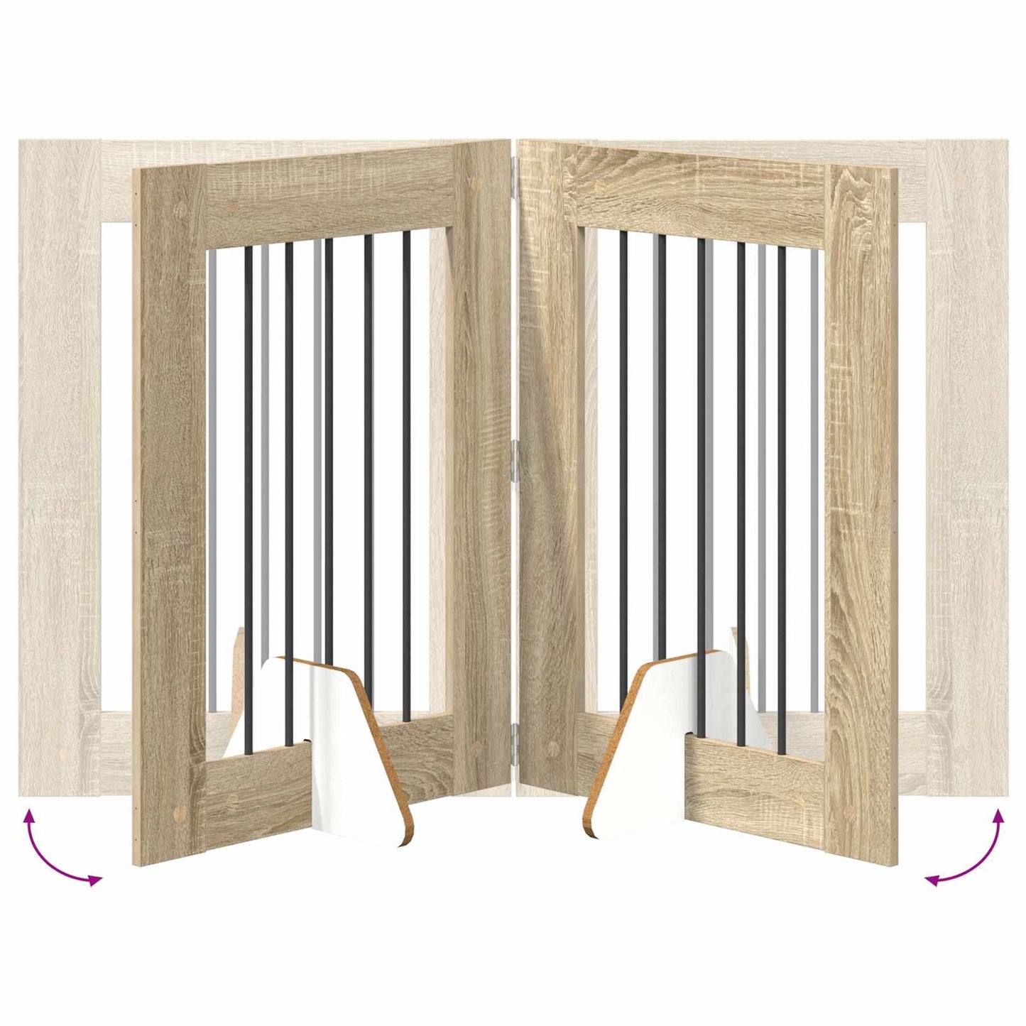 Cancello per cani con supporti 6 pcs Rovere Sonoma 60 x 80 cm | homemem39