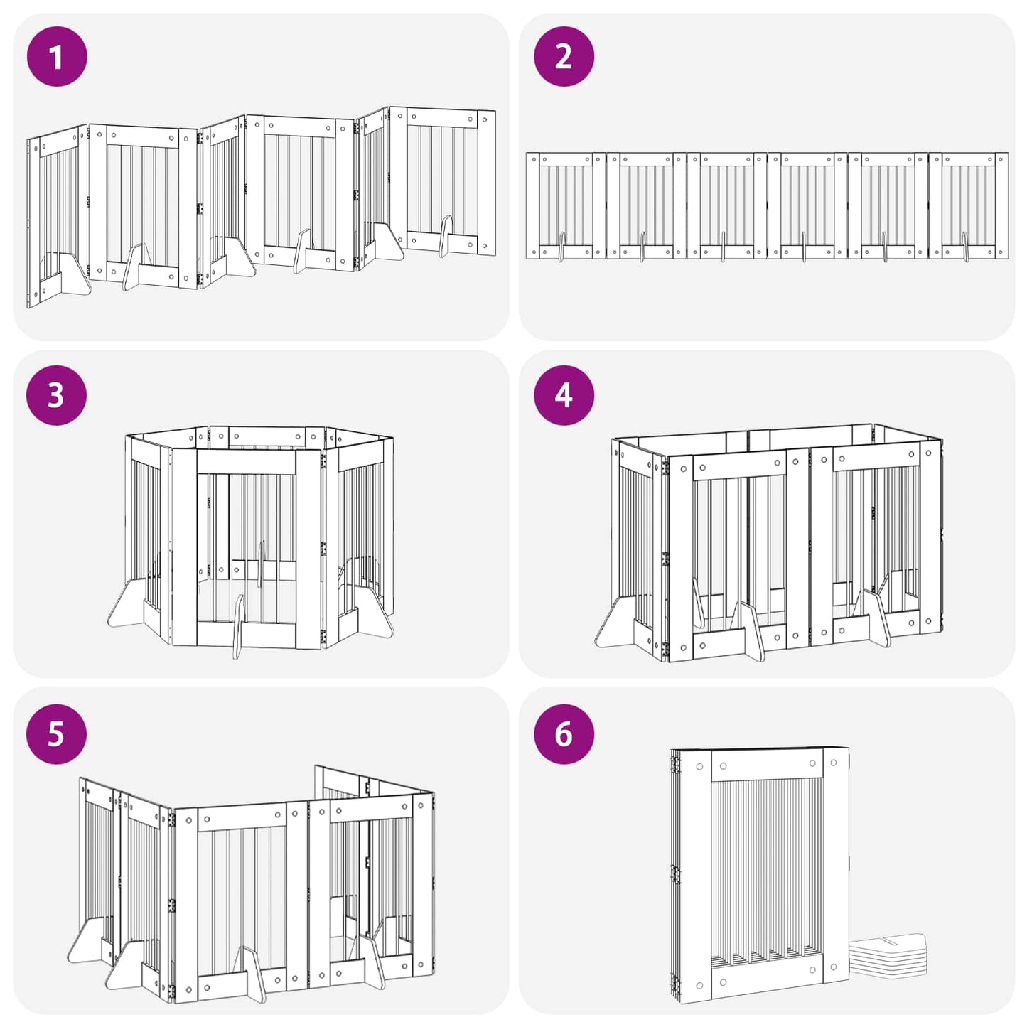 Cancello per cani pieghevole con supporti 6 pcs Rovere Sonoma