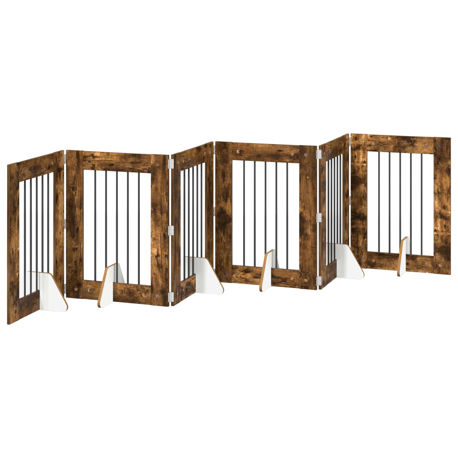 Cancello per cani con supporti 6 pcs Rovere Fumo 60 x 80 cm | homemem39