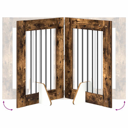 Cancello per cani con supporti 6 pcs Rovere Fumo 60 x 80 cm | homemem39