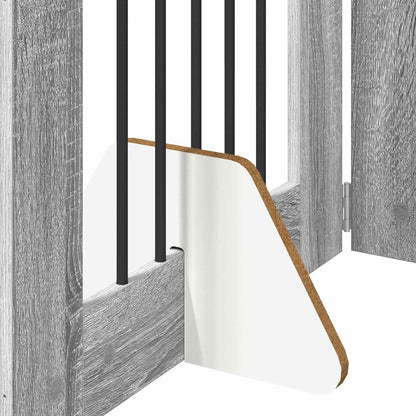 Cancello per cani con supporti 6 pcs Grigio Sonoma 60 x 80 cm | homemem39