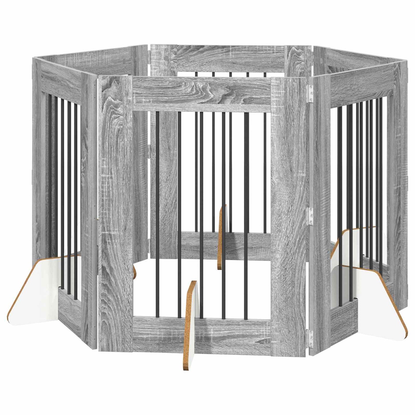 Cancello per cani con supporti 6 pcs Grigio Sonoma 60 x 80 cm | homemem39