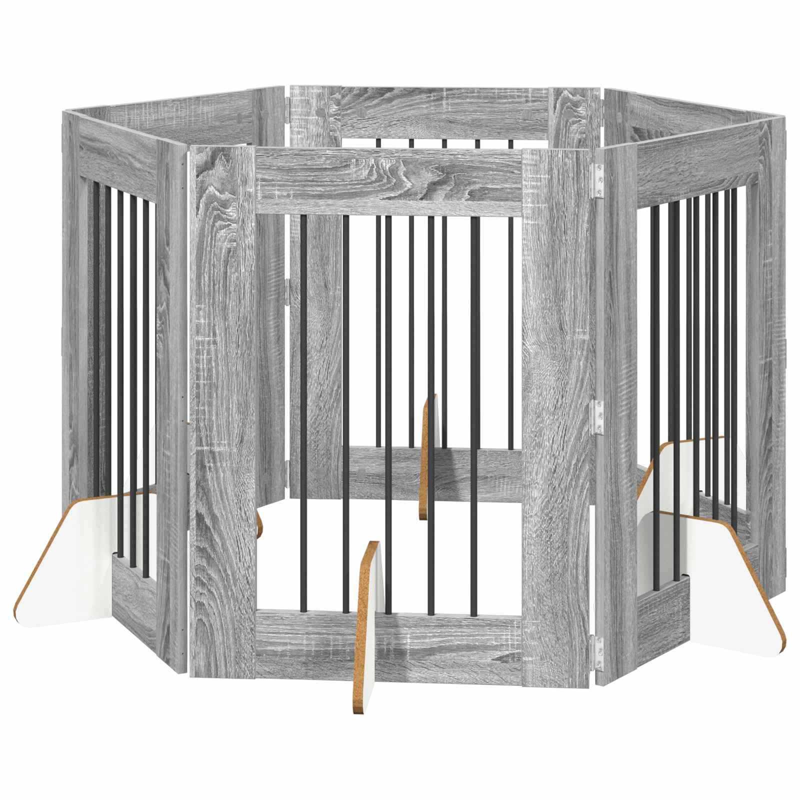Cancello per cani con supporti 6 pcs Grigio Sonoma 60 x 80 cm | homemem39