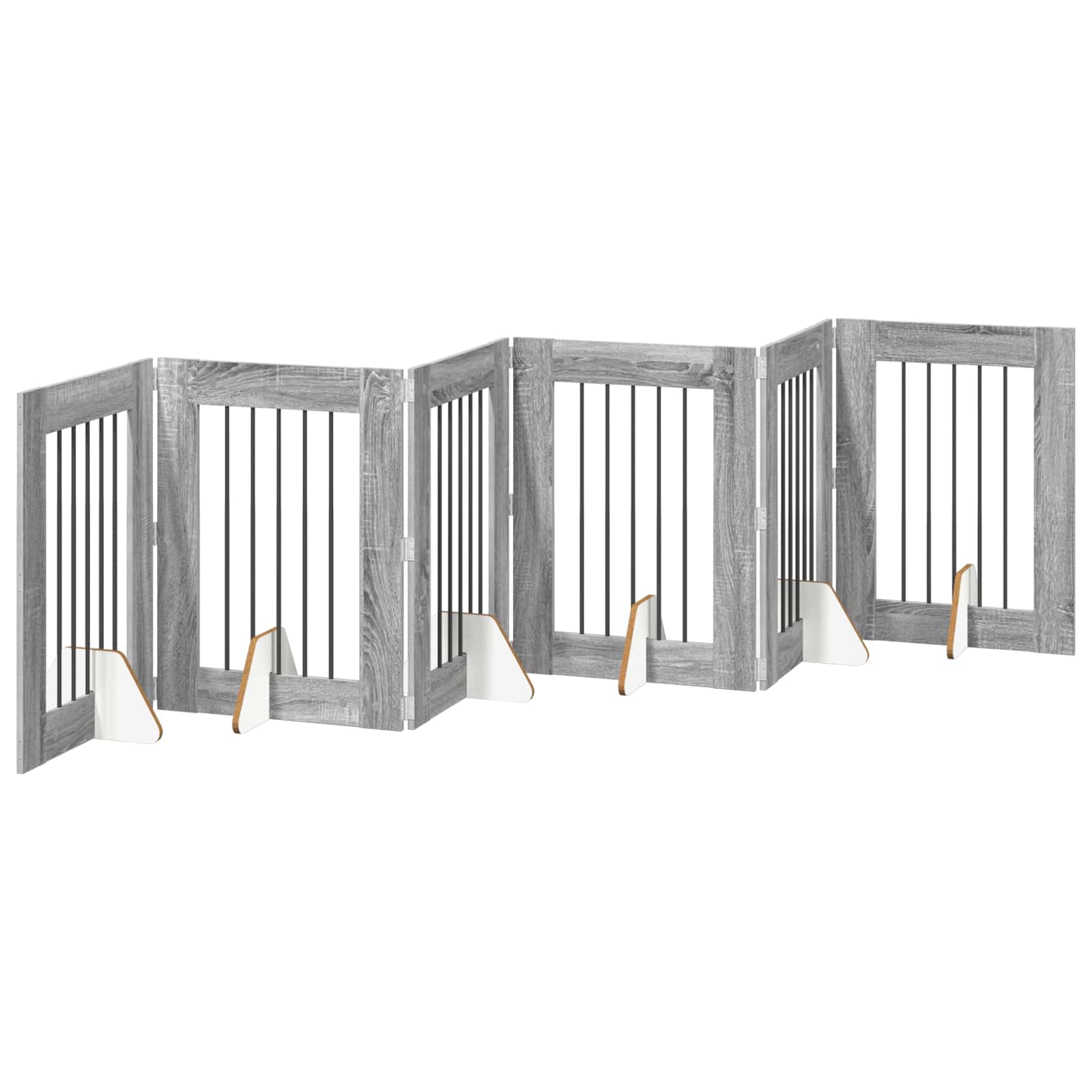Cancello per cani con supporti 6 pcs Grigio Sonoma 60 x 80 cm | homemem39