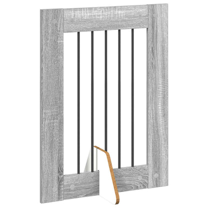 Cancello per cani con supporti 6 pcs Grigio Sonoma 60 x 80 cm | homemem39