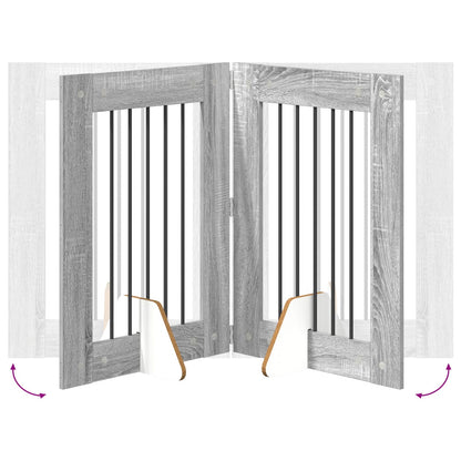 Cancello per cani con supporti 6 pcs Grigio Sonoma 60 x 80 cm | homemem39