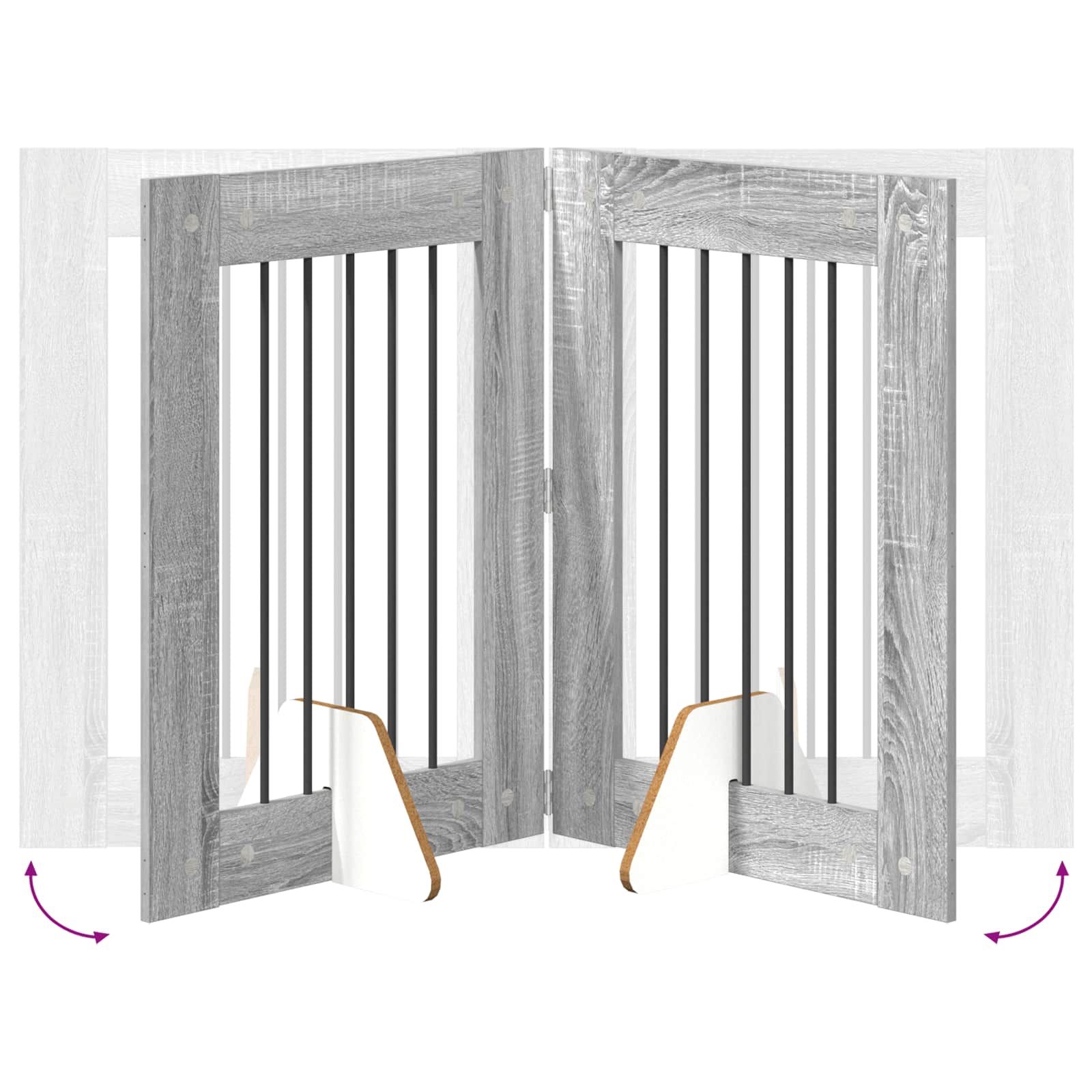 Cancello per cani con supporti 6 pcs Grigio Sonoma 60 x 80 cm | homemem39