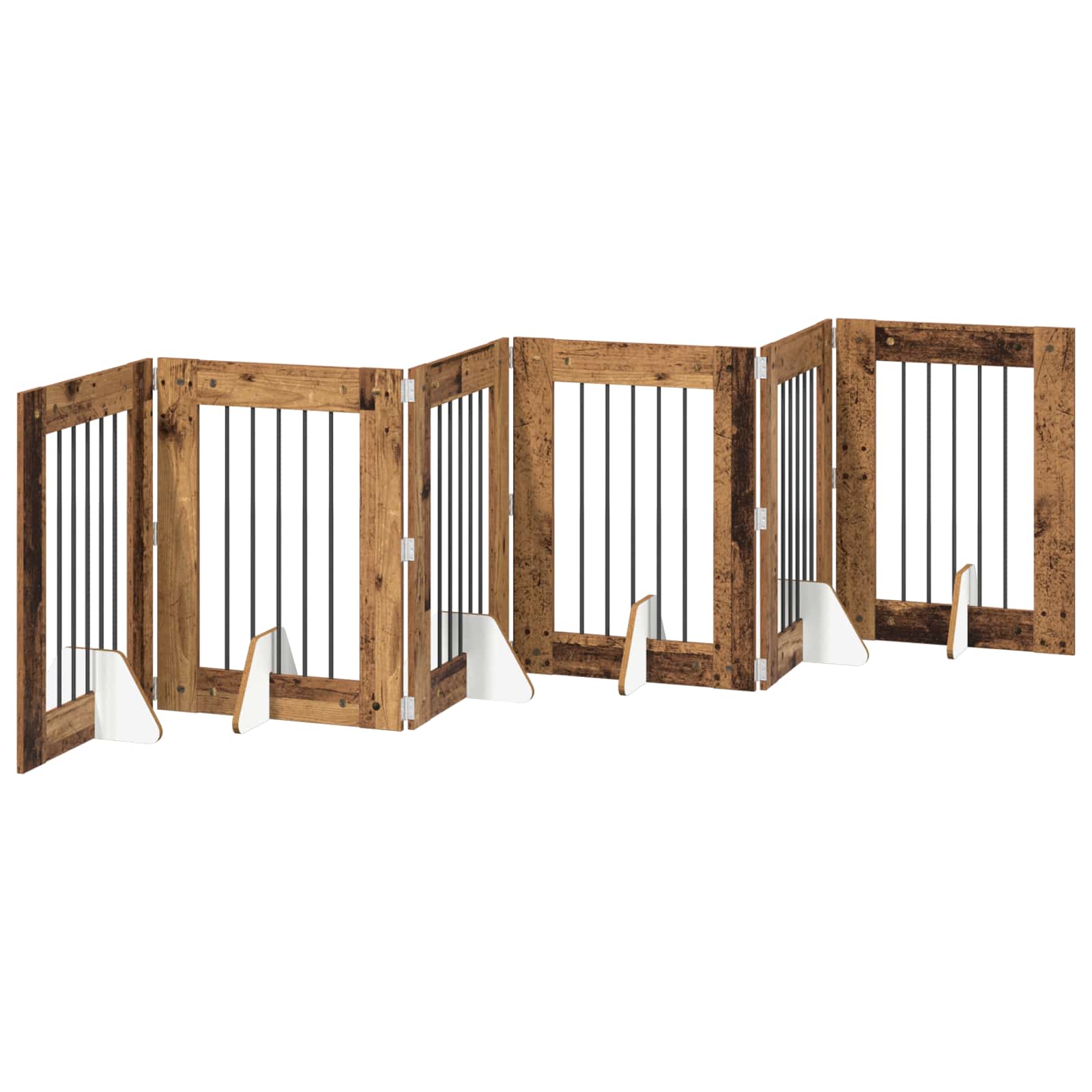 Cancello per cani con supporti 6 pcs Legno antico 60 x 80 cm | homemem39