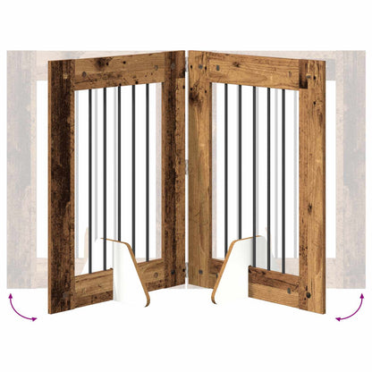 Cancello per cani con supporti 6 pcs Legno antico 60 x 80 cm | homemem39