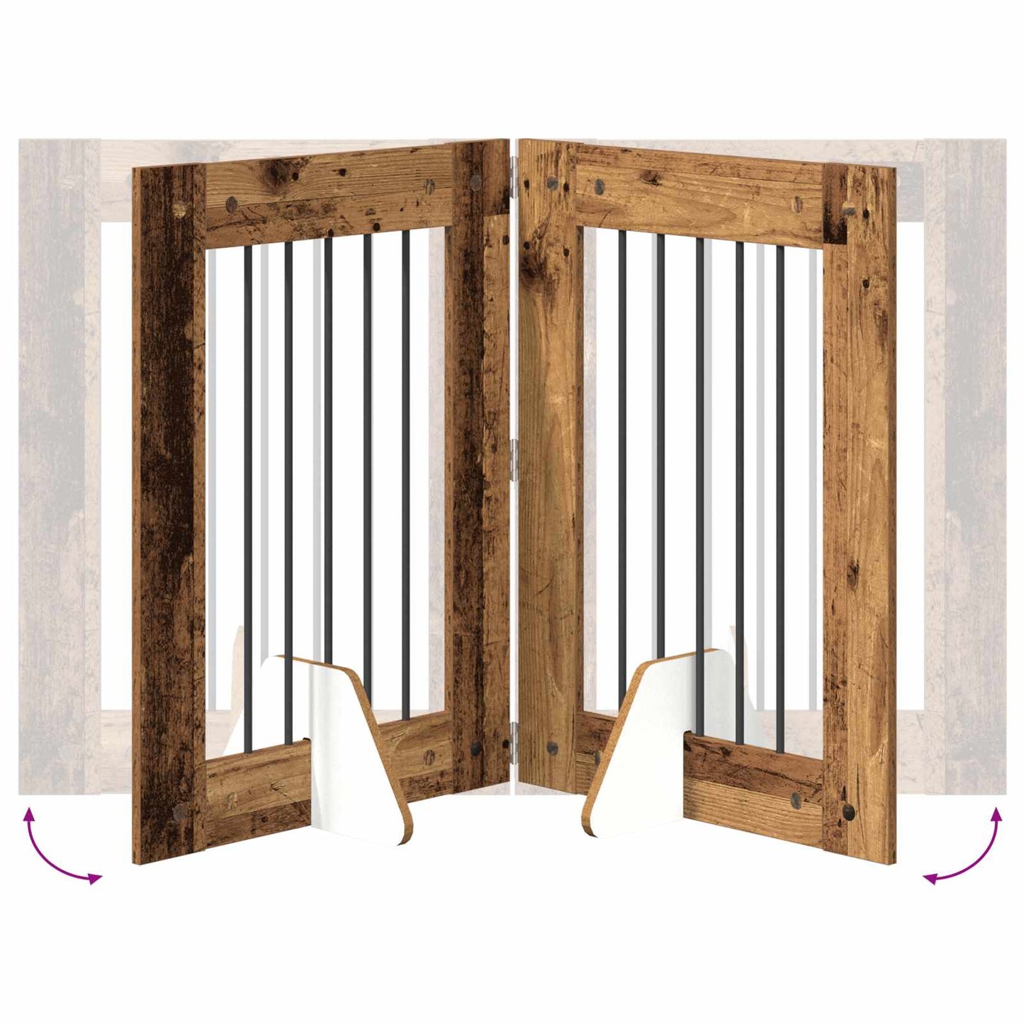 Cancello per cani pieghevole con supporti 6 pcs Legno antico