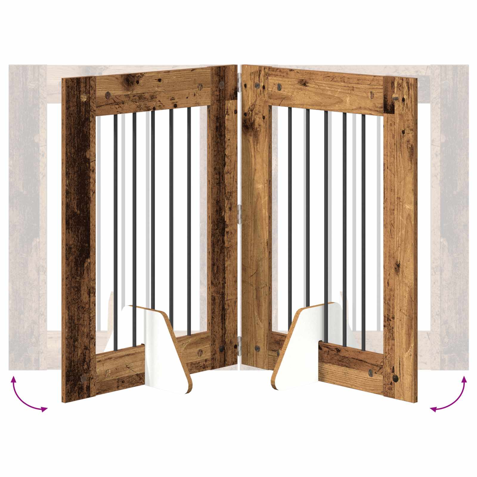 Cancello per cani con supporti 6 pcs Legno antico 60 x 80 cm | homemem39