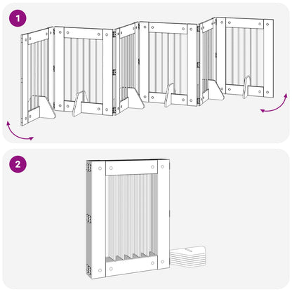 Cancello per cani con supporti 6 pcs Legno antico 60 x 80 cm | homemem39