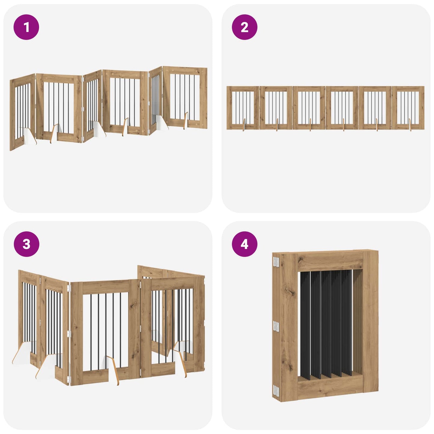 Cancello per cani pieghevole con supporti 6 pcs 362 cm