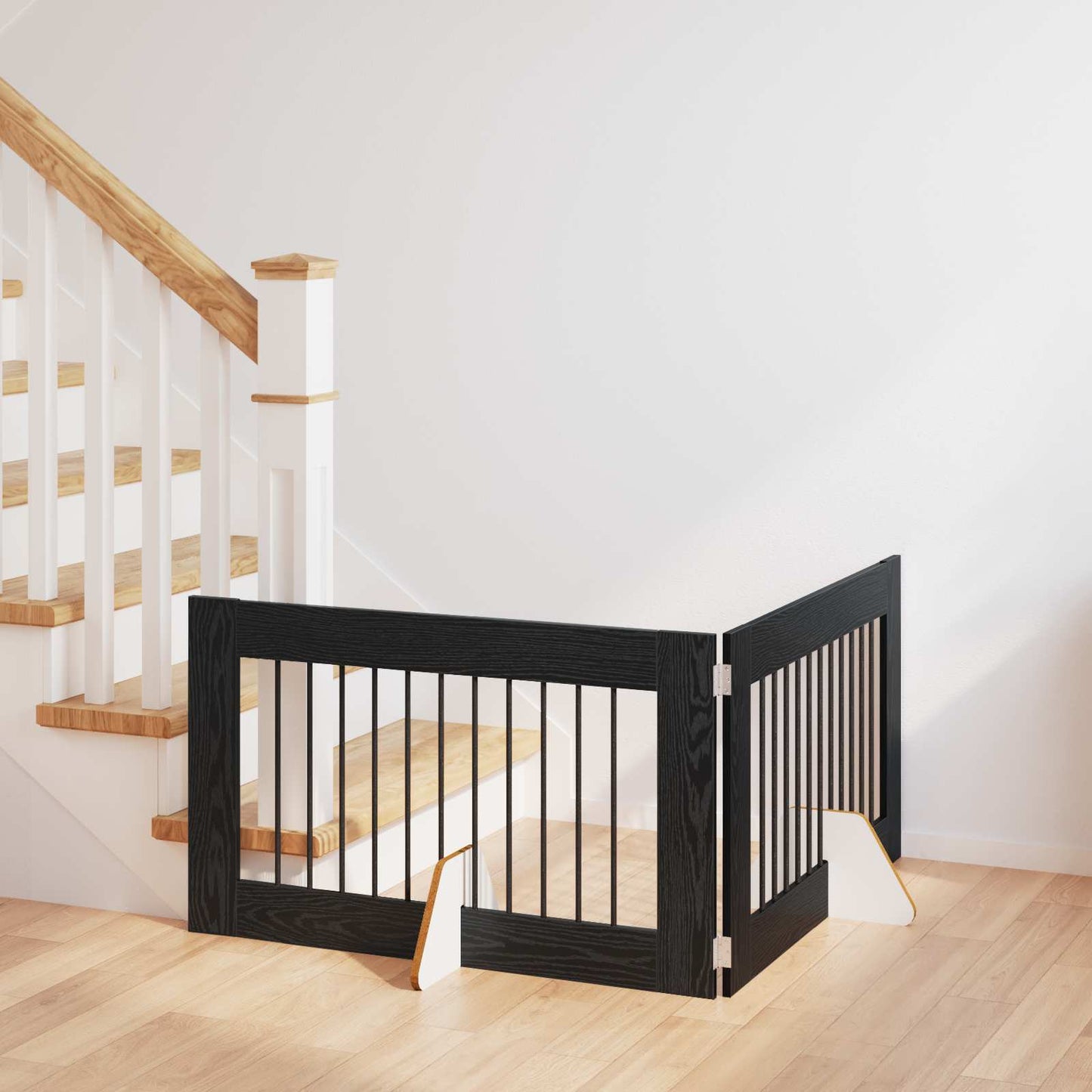 Cancello per cani con supporti 2 pcs Rovere Nero 100 x 60 cm | homemem39