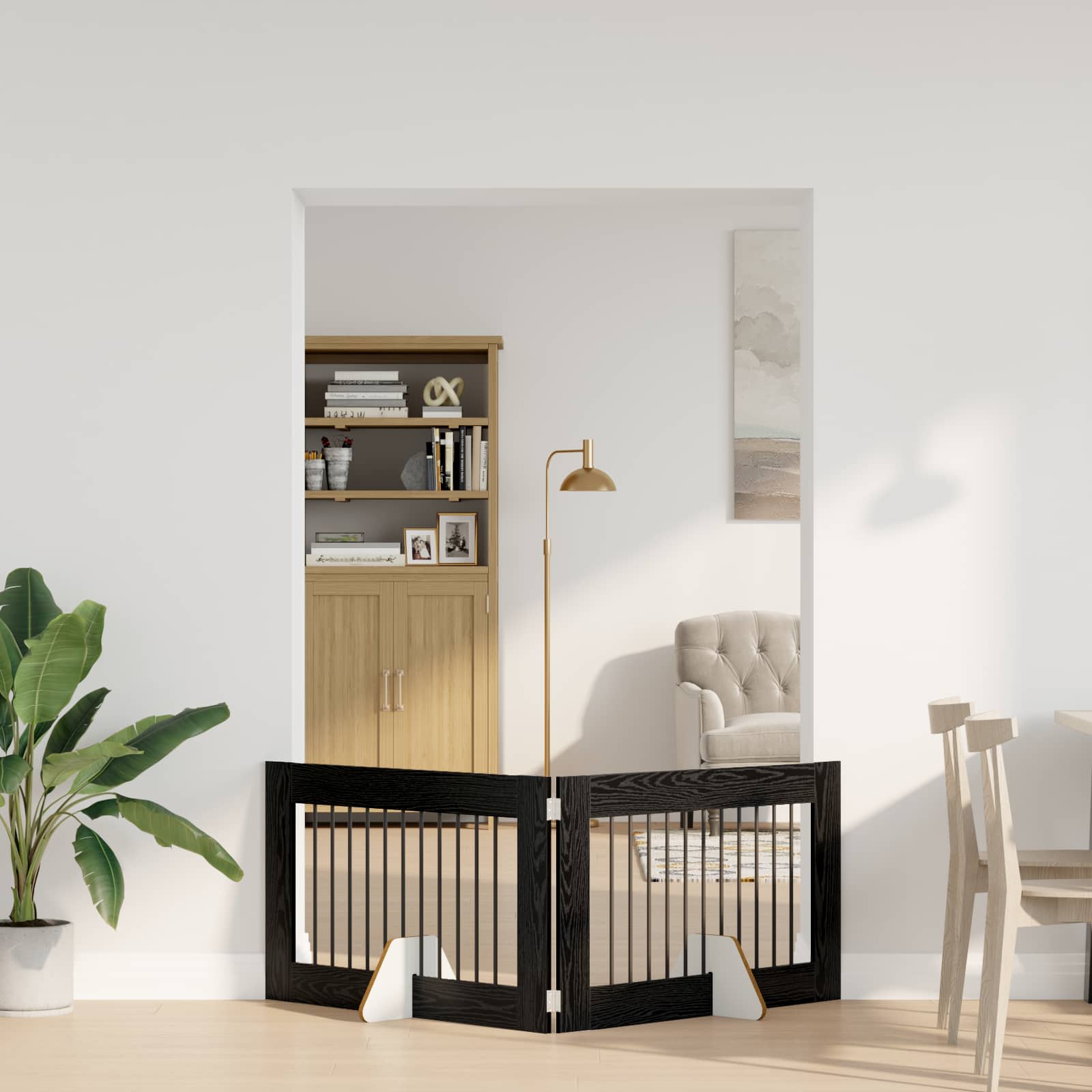 Cancello per cani con supporti 2 pcs Rovere Nero 100 x 60 cm | homemem39
